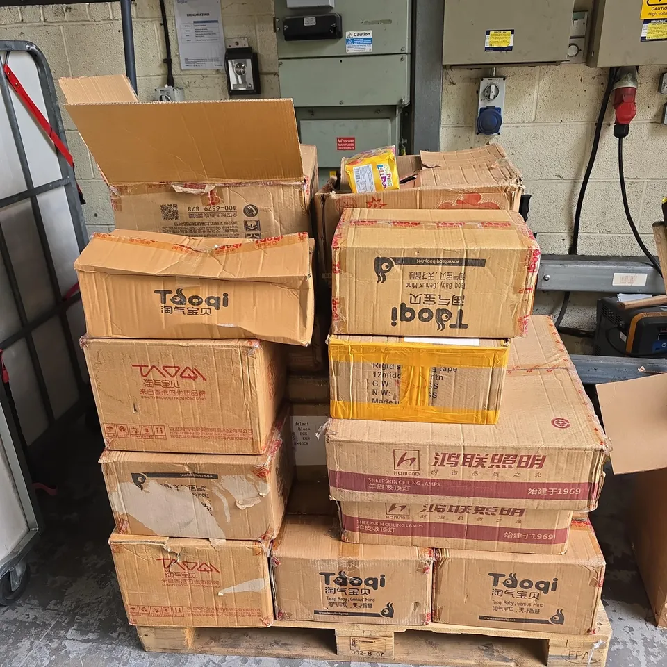 PALLET OF APPROXIMATELY 15 BOXES OF ASSORTED ITEMS INCLUDING BABY BOTTLE HOLDERS AND POPPING LOLLIPOPS