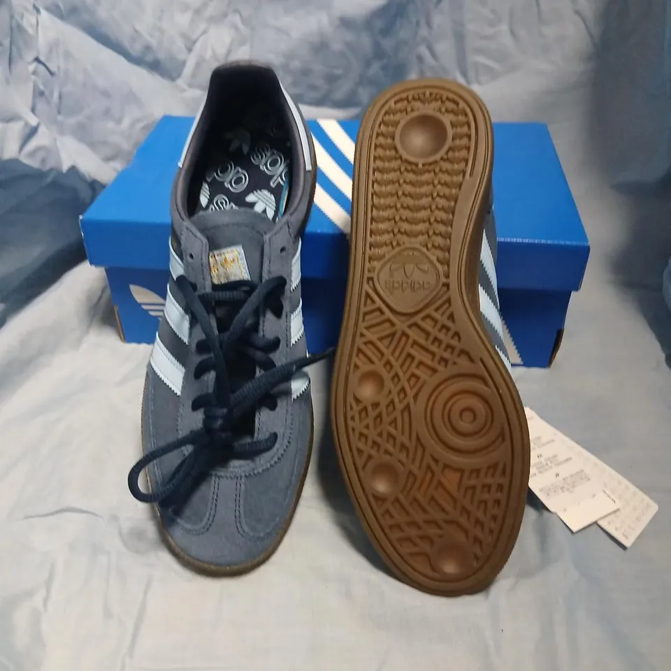 ADIDAS HANDBALL SPEZIAL SNEAKERS – GREY SUEDE WITH WHITE STRIPES SIZE 7.5