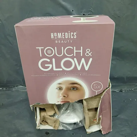 BOXED HOMEDICS TOUCH & GLOW RECHARGABLE LED MIRROR