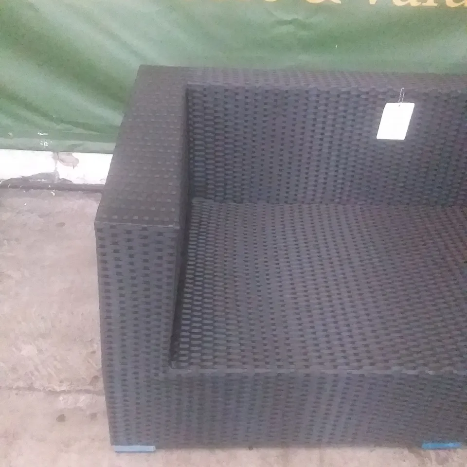 RATTAN EFFECT 2 SEATER GARDEN SOFA BLACK