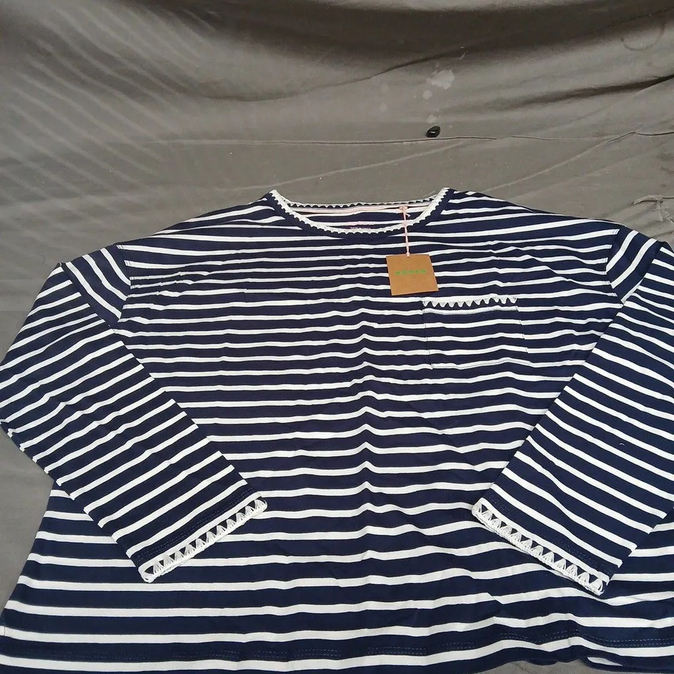 BODEN LONG SLEEVE STRIPPED TOP SIZE M 