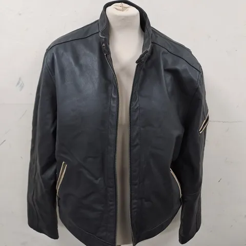 FERAUD LEATHER ZIP THROUGH JACKET - M