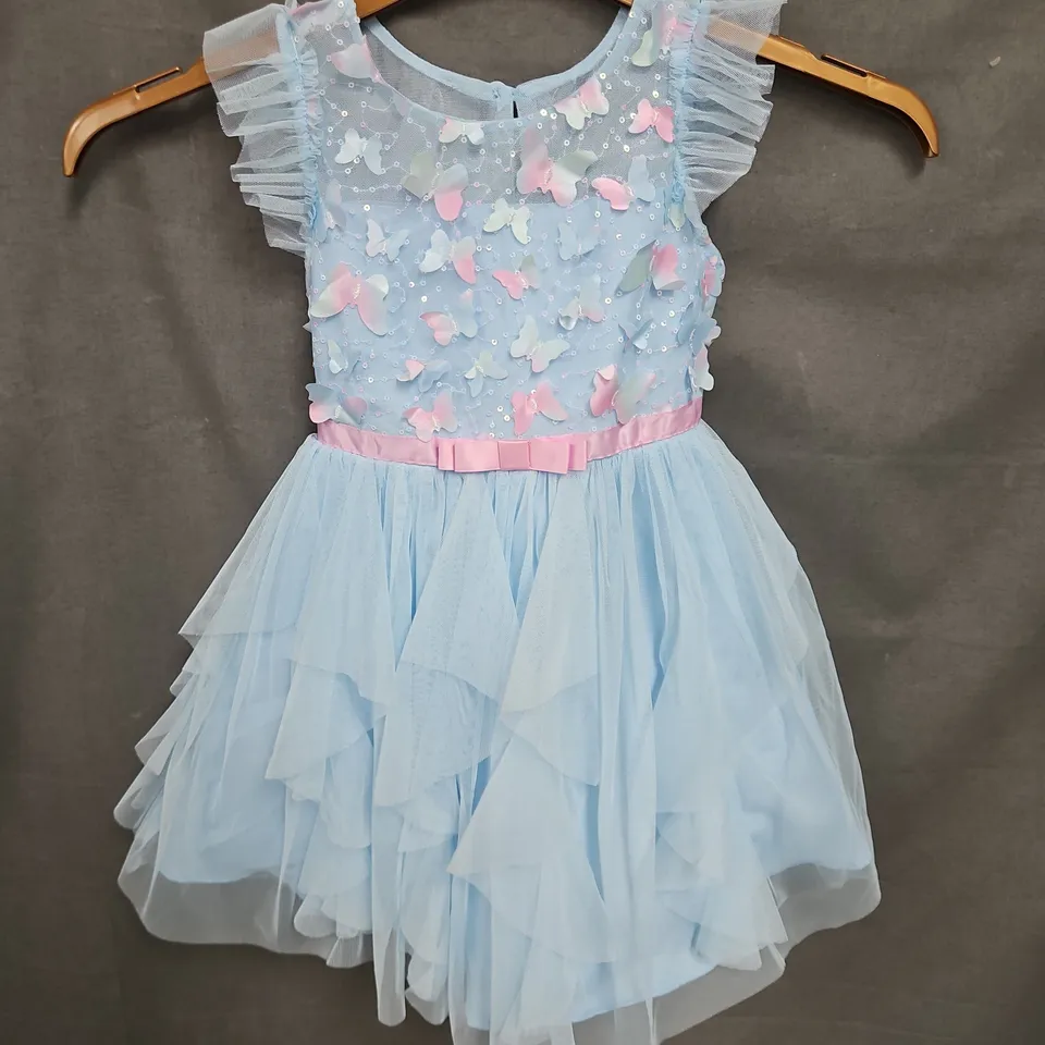 JONA MICHELLE BUTTERFLY TULLE DRESS IN BLUE MULTI SIZE 4T
