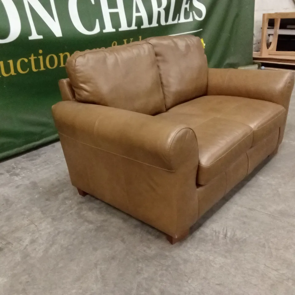 BAILEY 2 SEATER LEATHER SOFA - TAN RRP £650