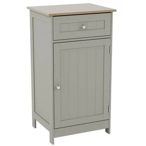BOXED LASSIC BATH VIDA PRIANO 1 DOOR 1 DRAWER FREESTANDING CABINET - GREY/OAK (1 BOX)