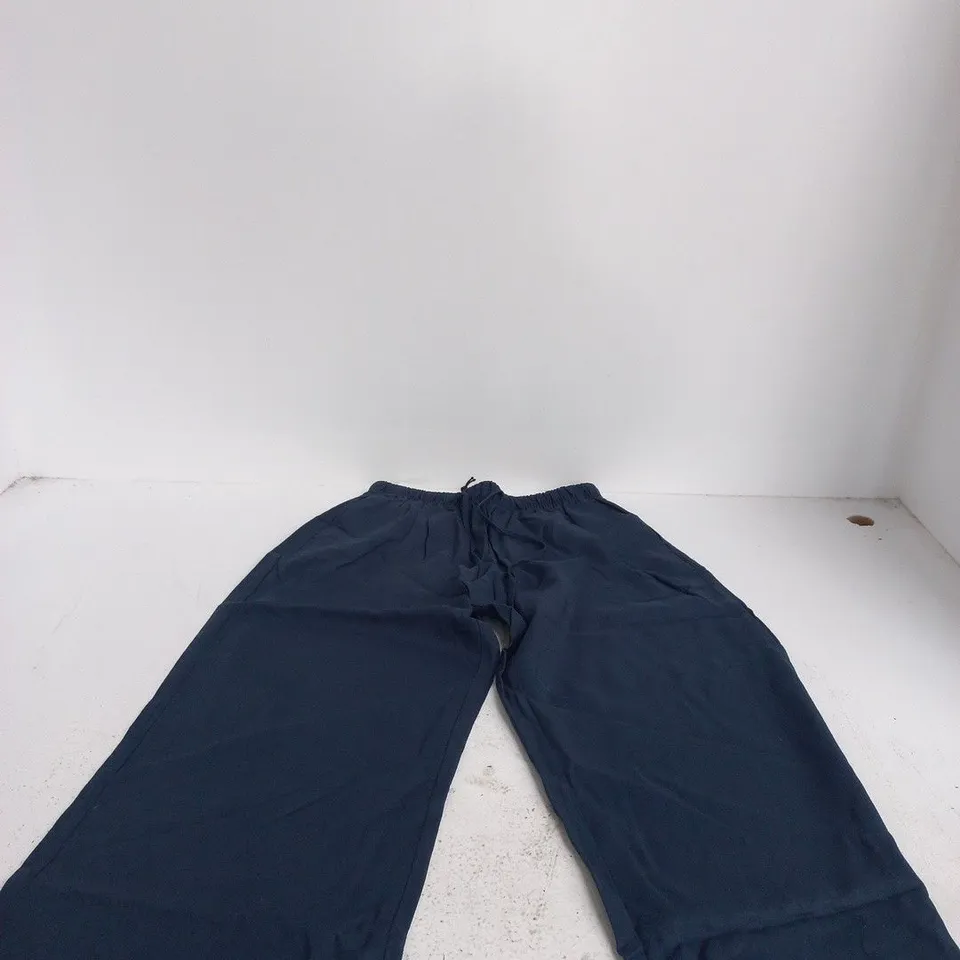 BERSHKA NAVY BLUE DRAWSTRING TROUSERS – UK SMALL
