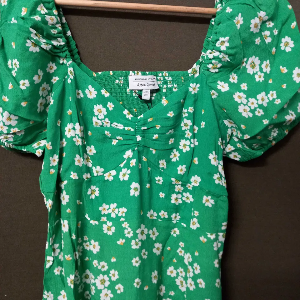 LOS ANGELES ATELIER & OTHER STORIES PUFFY SLEEVE FLOAL DESIGN DRESS IB GREEN - EU 40