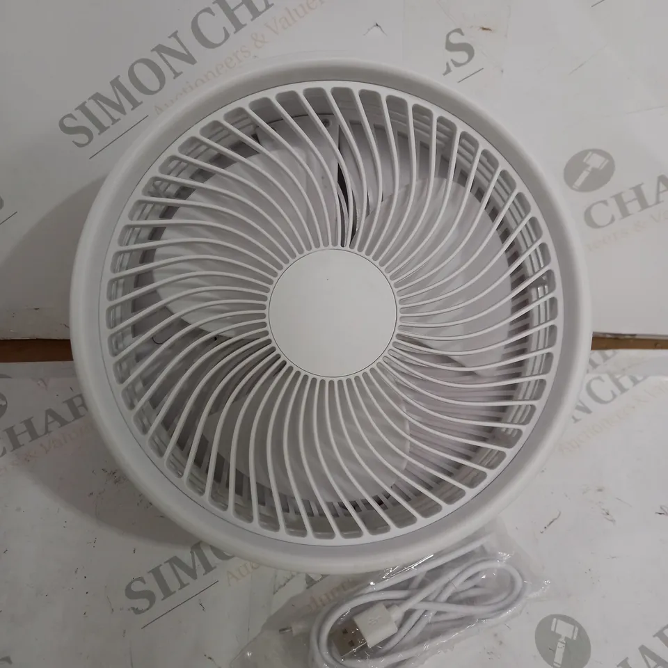 BELL & HOWELL RECHARGEABLE EXTENDABLE DESK & FLOOR FAN, WHITE