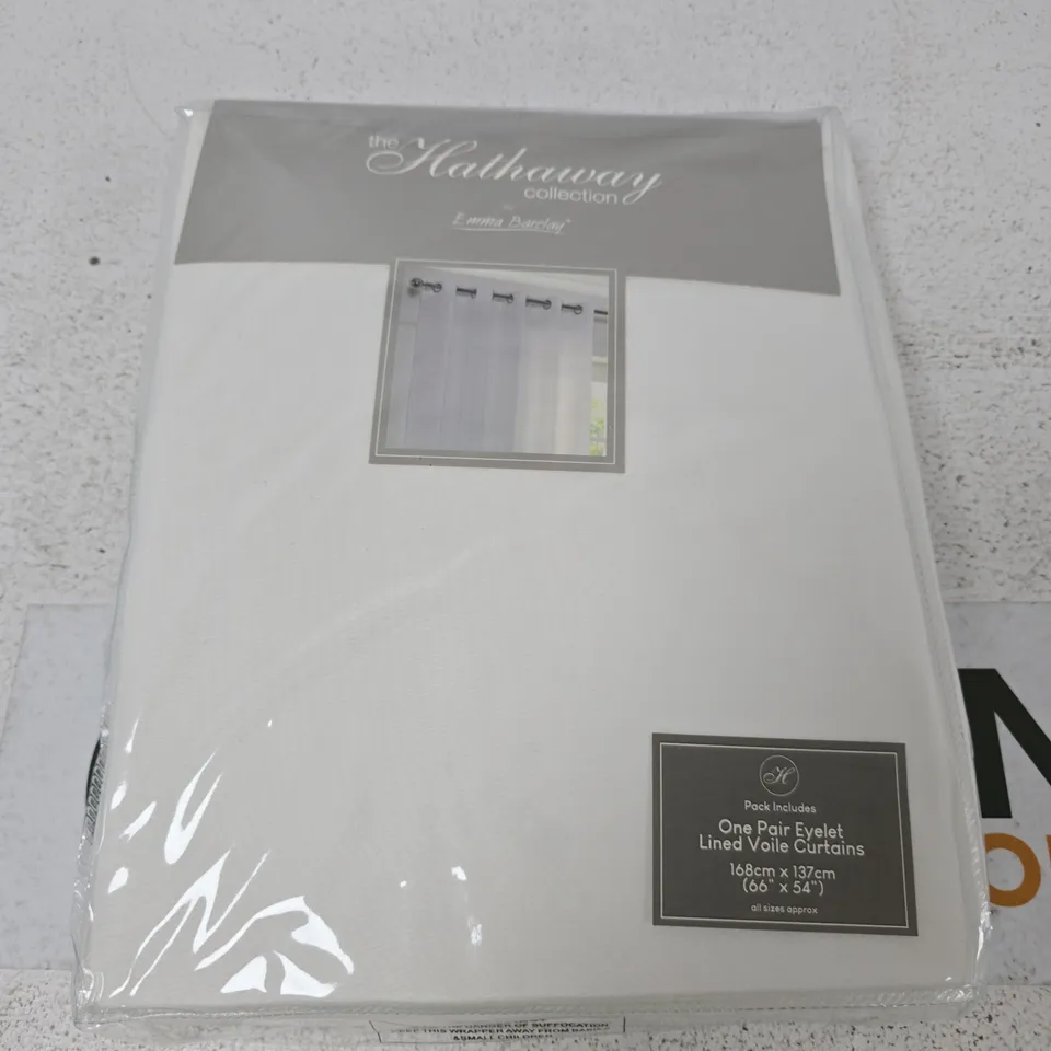 EYELET LINED VOILE CURTAINS – ONE PAIR (HATHAWAY COLLECTION