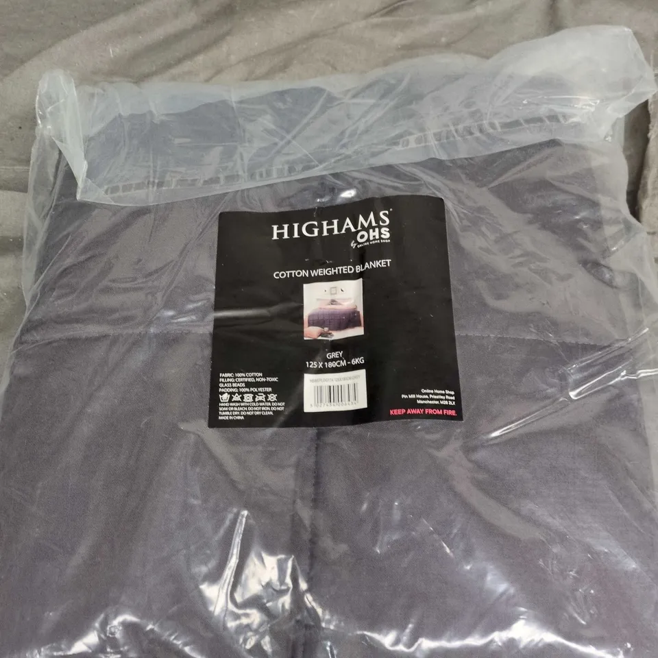 HIGHAMS COTTON WEIGHTED BLANKET - 125 X 180CM - 6KG