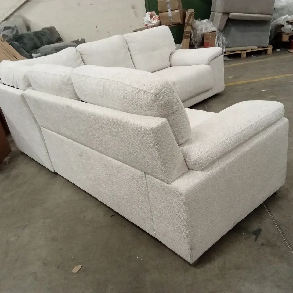 KANSAS CORNER SOFA, IVORY WOVEN CHENILLE FABRIC