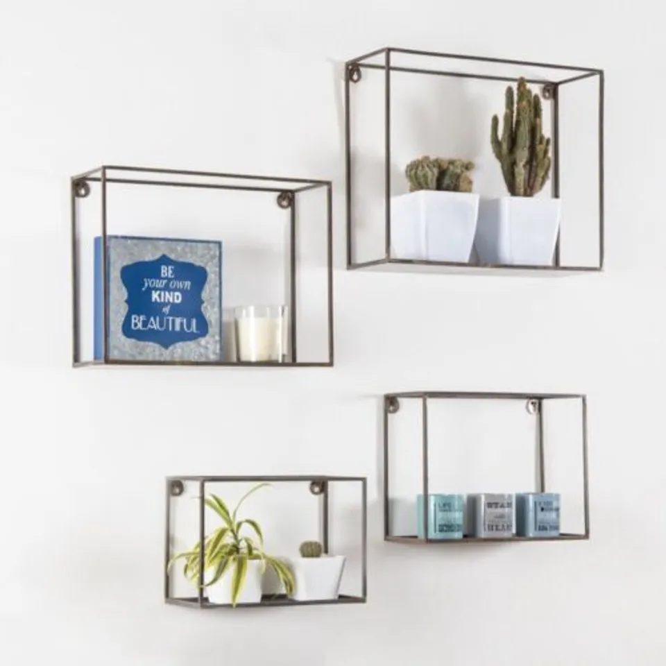 BOXED MADELEINE HOME VENDOME WALL MOUNTED FLOATING SHELF SET OF 4 METAL