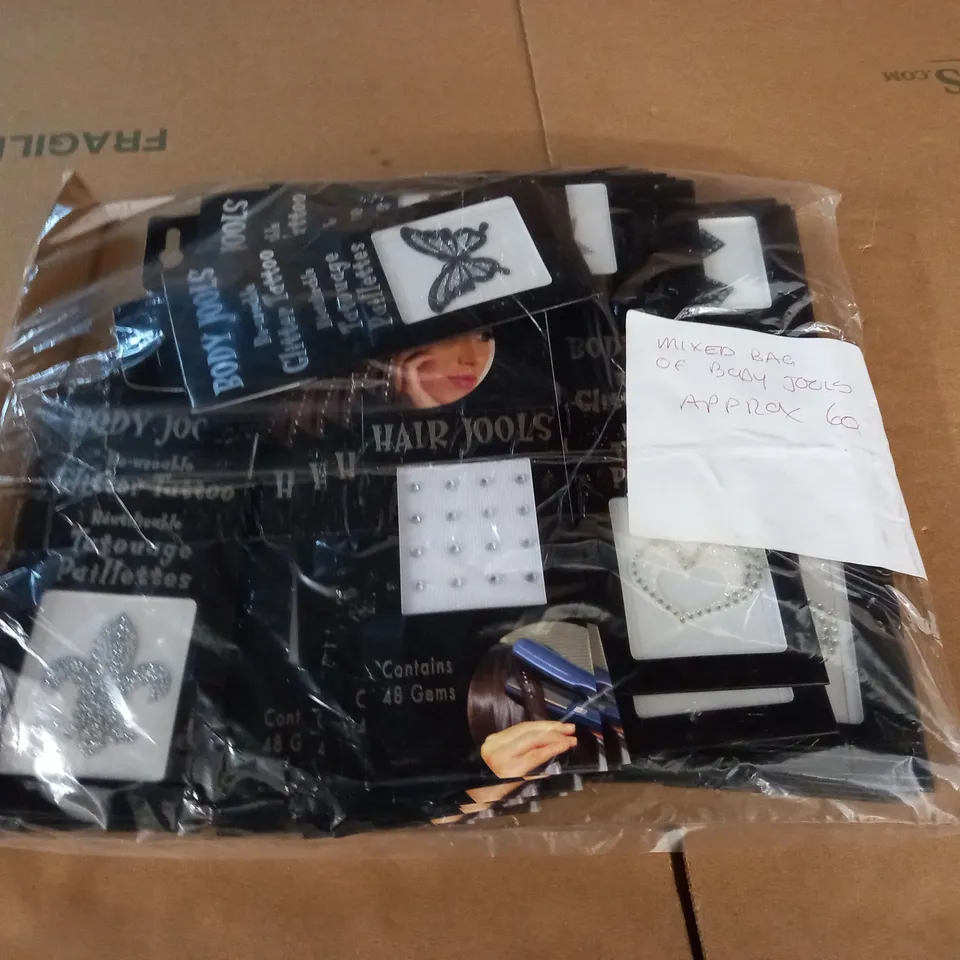 LOT OF APPROXIMATELY 60 ASSORTED BODY JOOL'S REUSABLE BODY TATTOOS