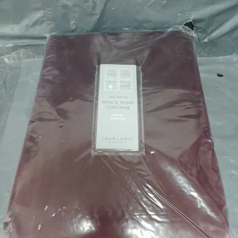 JOHN LEWIS VEVLET DAMSON PENCIL PLEAT CURTAINS 167CM BY 137CM
