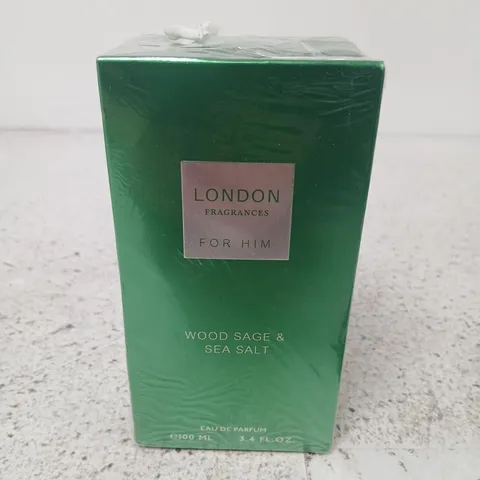 BOXED AND SEALED LONDON FRAGRANCES FOR HIM WOOD SAGE AND SEA SALT EAU DE PARFUM 100ML