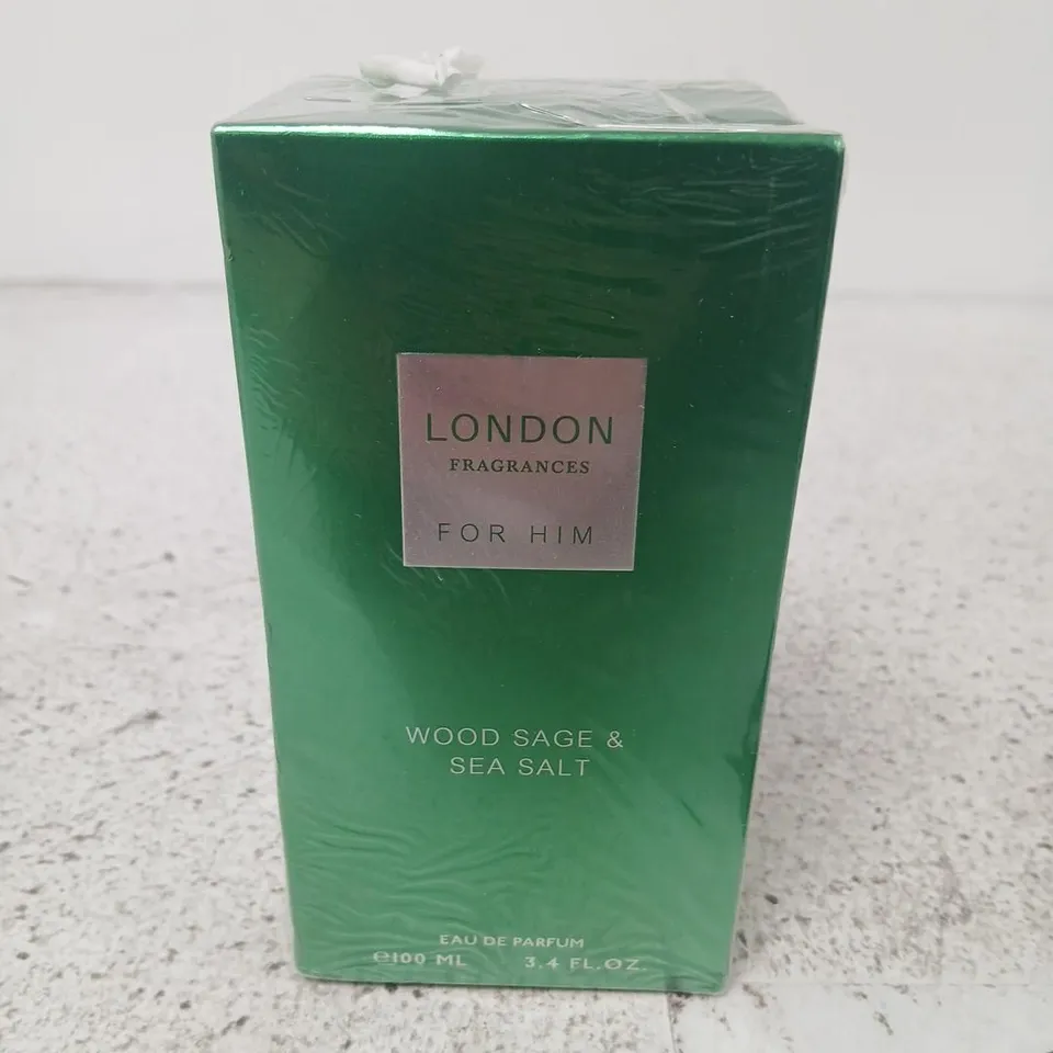 BOXED AND SEALED LONDON FRAGRANCES FOR HIM WOOD SAGE AND SEA SALT EAU DE PARFUM 100ML