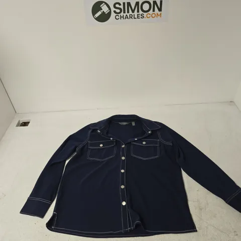 RUTH LANGFORD NAVY SHIRT WITH CONTRAST STITCHING UK 12