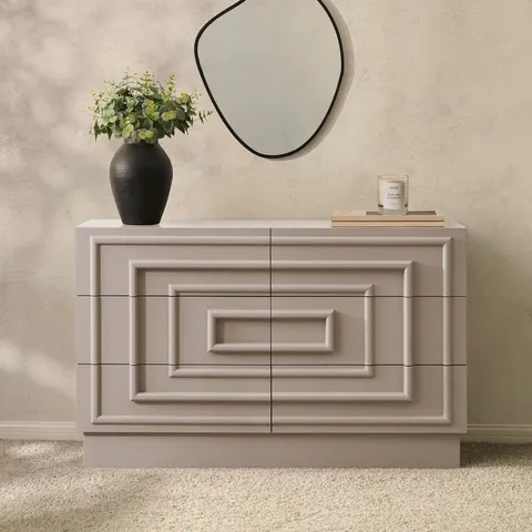 BOXED DUSK HARLOW 6 DRAWER CHEST - TAUPE (1 BOX)