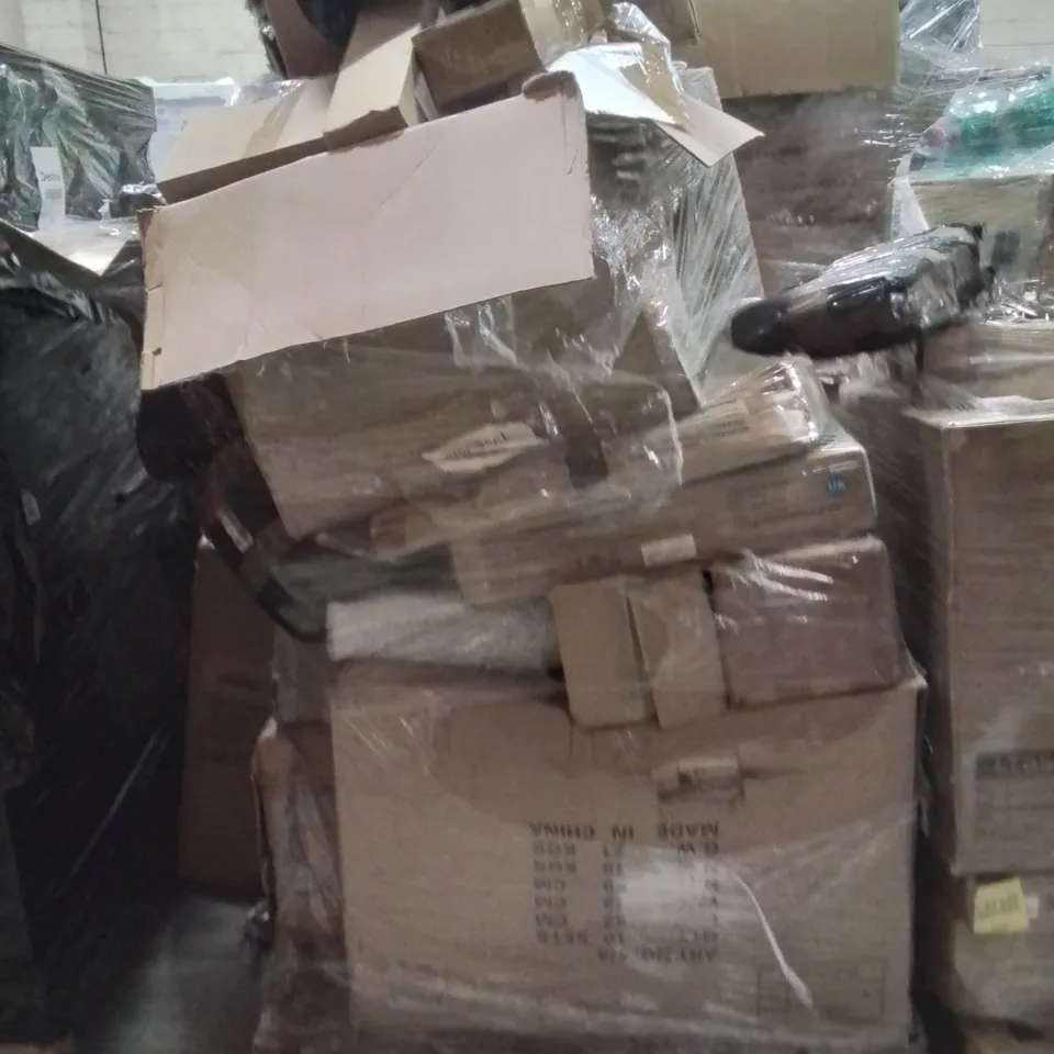 PALLET OF ASSORTED HOUSEHOLD GOODS AND PRODUCTS TO INCLUDE;UTENSIL POT,CEILING LIGHT FITTING,PULLY CABLE