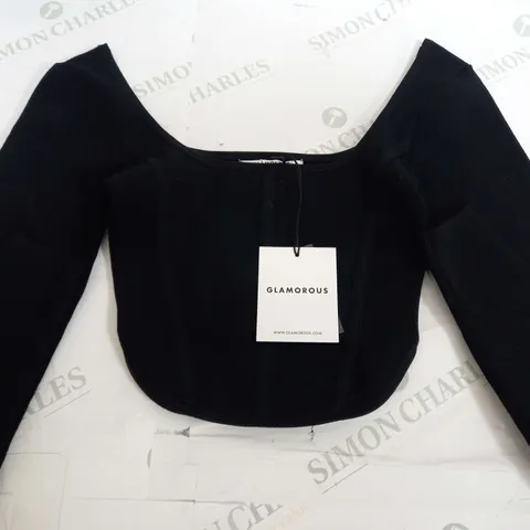 GLAMOROUS BLACK LONG SLEEVE TOP - UK 8