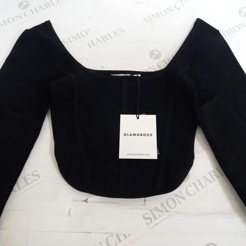GLAMOROUS BLACK LONG SLEEVE TOP - UK 8