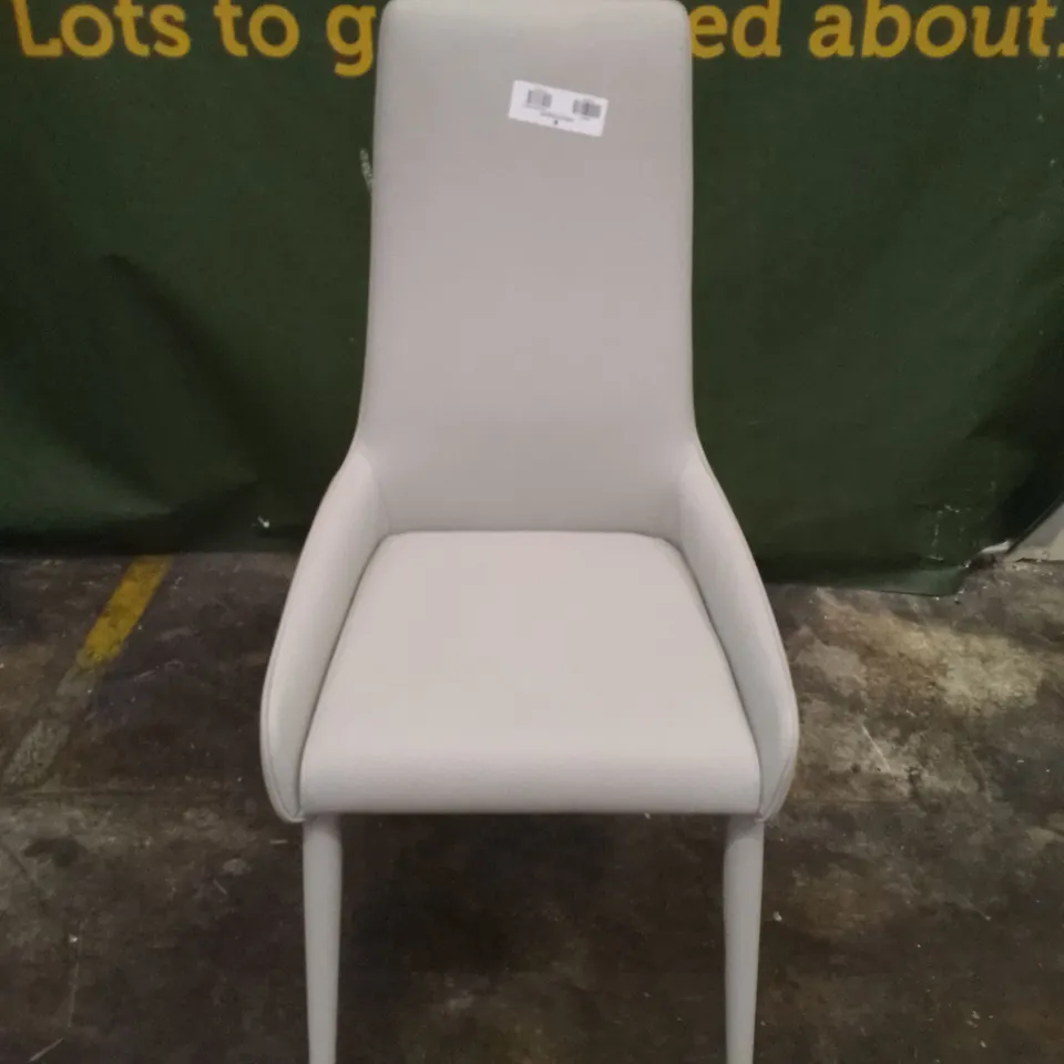 LIGHT GREY LEATHER DINING CHAIR
