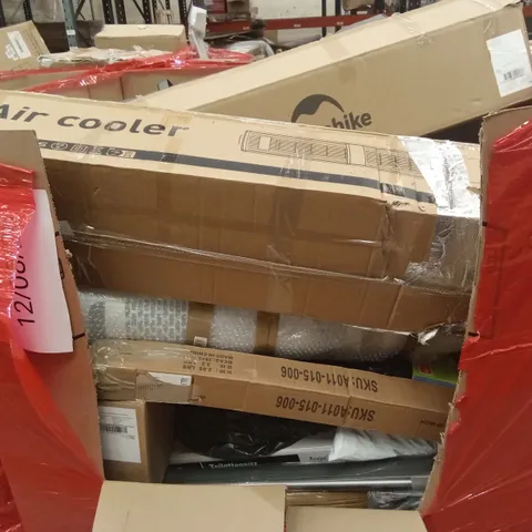 PALLET OF ASSORTED HOUSEHOLD GOODS AND PRODUCTS TO INCLUDE; AIR COOLERS, TOILET SEAT, BLINDS ETC