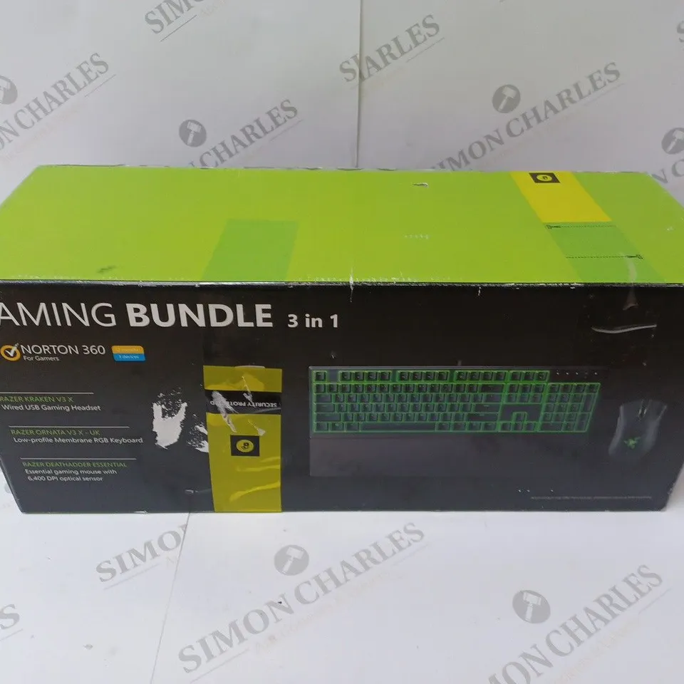 BRAND NEW BOXED RAZER GAMING BUNDLE 3 IN 1 TO INCLUDE - GAMING HEADSET, MEMBRANE RGB KEYBOARD AND ESSENTIAL GAMING MOUSE