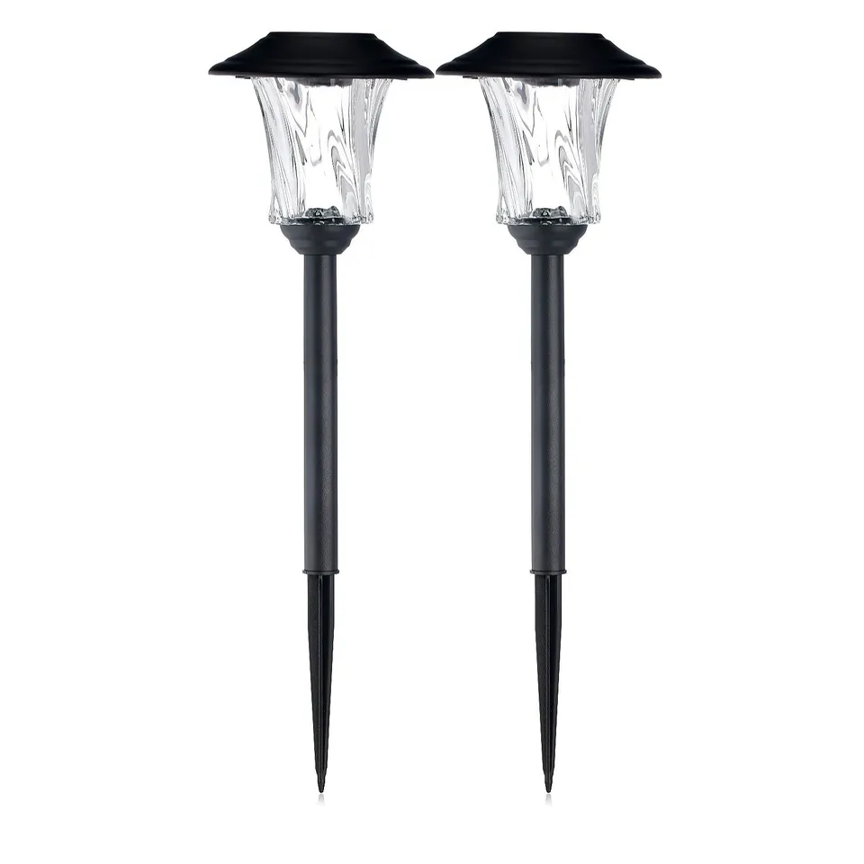GARDEN REFLECTIONS SET OF 2 MOTION COLOUR CHANGING LARGE GLASS POST LIGHTS