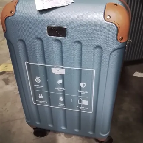 LUGG 20INCH SKYWANDER TRAVEL SUITCASE BLUE WITH BROWN