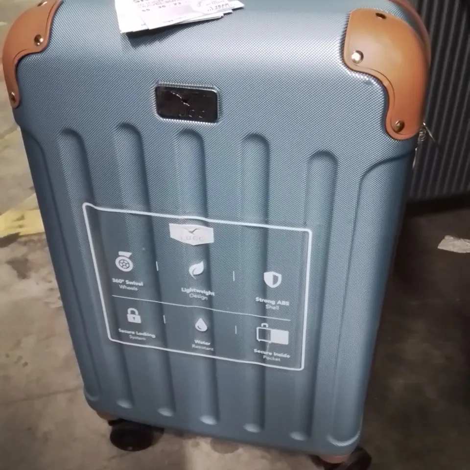 LUGG 20INCH SKYWANDER TRAVEL SUITCASE BLUE WITH BROWN 