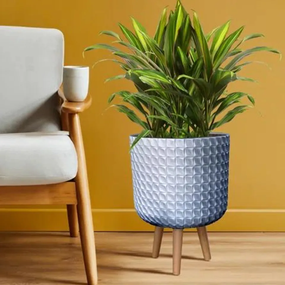 BOXED IDEALIST GEOMETRIC PATTERNED CYLINDER PLANTER WITH LEGS (1 BOX)