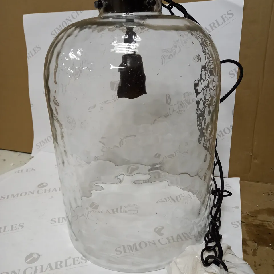 DAR LIGHTING TIGODA 1LT SINGLE PENDANT BRONZE AND GLASS LIGHT FIXTURE 