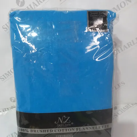 NIGHT ZONE LUXURIOUS BRUSHED COTTON FLANNELETTE DUVET SET IN BLUE - SUPER KING