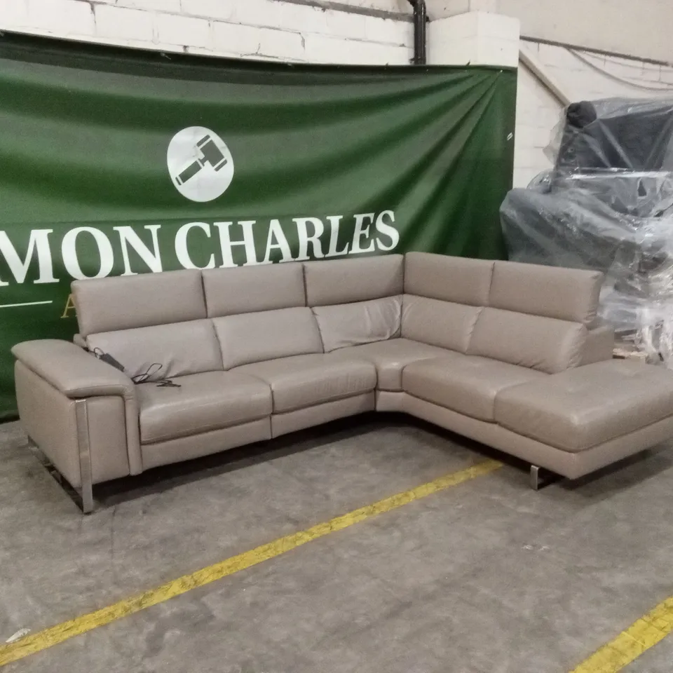 QUALITY DESIGNER ITALIAN MADE TERRA ELECTRIC RECLINING LEATHER CORNER CHAISE SOFA