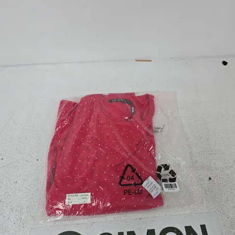 PURE & NATURAL LADIES CREW NECK JUMPER WITH ALL-OVER RHINESTONES – RED, UK SIZE 16