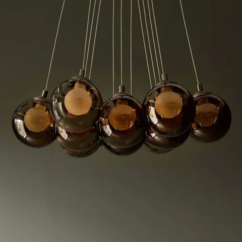 BOXED DANETTI RILEY MOCHA GLASS LED LIGHT CLUSTER BUBBLE PENDANT