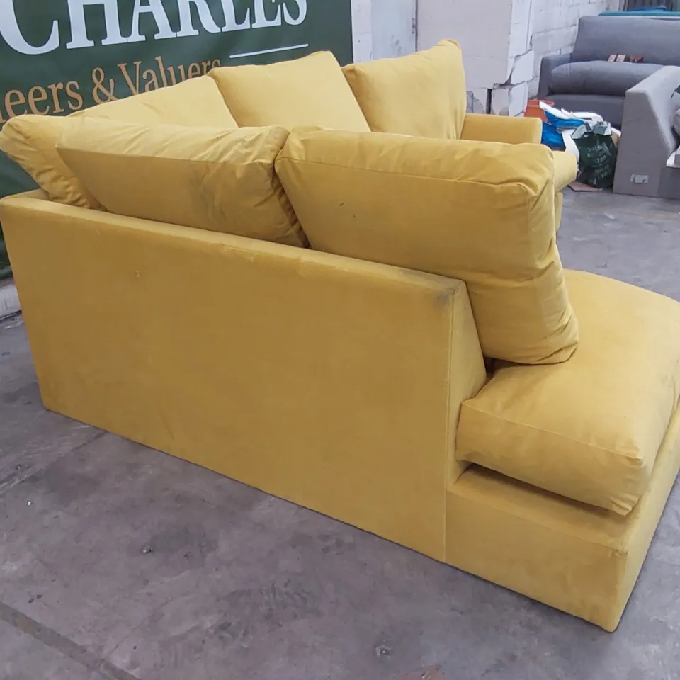 QUALITY DESIGNER YELLOW VELVET CORNER SOFA