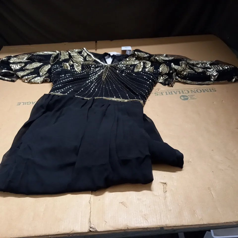IN THE STYLE OF VIRGOS LOUNGE BLACK LONG DRESS SIZE 22