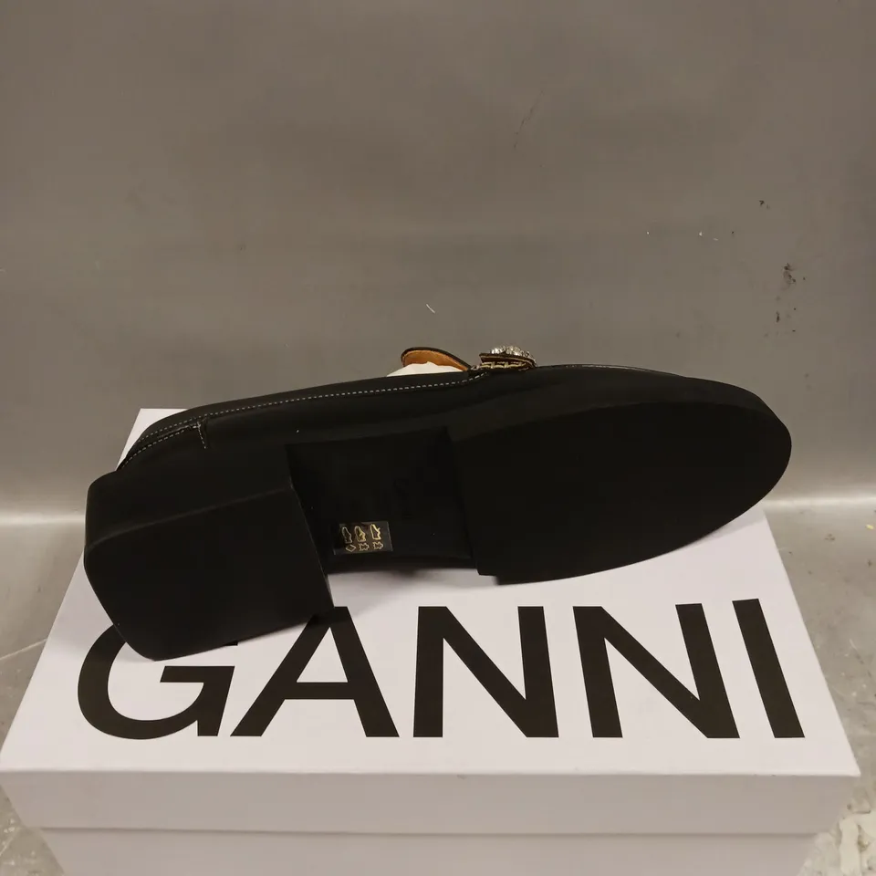 BOXED PAIR OF GANNI SLIP ON SHOES IN BLACK - 6.5