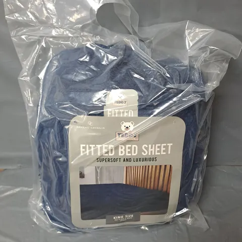GAVENO CAVAILIA TEDD FITTED SHEET IN NAVY - KING