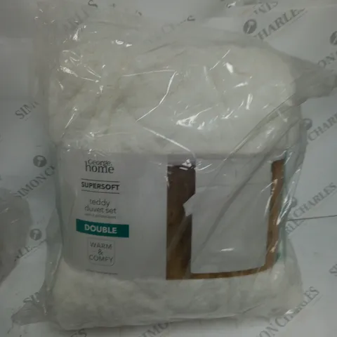GEORGE HOME SUPER SOFT TEDDY DUVET SET WITH PILLOW CASES SIZE DOUBLE