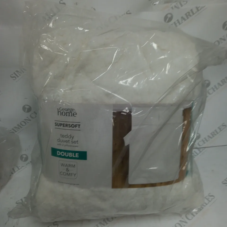 GEORGE HOME SUPER SOFT TEDDY DUVET SET WITH PILLOW CASES SIZE DOUBLE