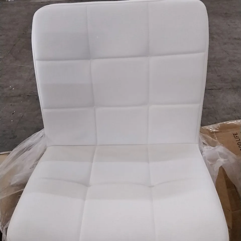 BOXED WHITE LEATHER BAR STOOL