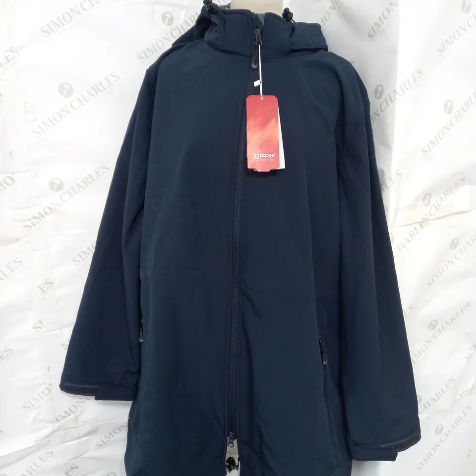 33,000FT WATERPROOF FLEECE LINED JACKET IN NAVY SIZE XXL