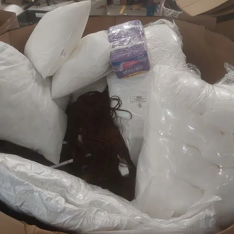 PALLET CONTAINING A VERY LARGE QUANTITY OF ASSORTED CONSUMER PRODUCTS INCLUDING: BEDDING, WIG, INCONTINENCE PADS ECT