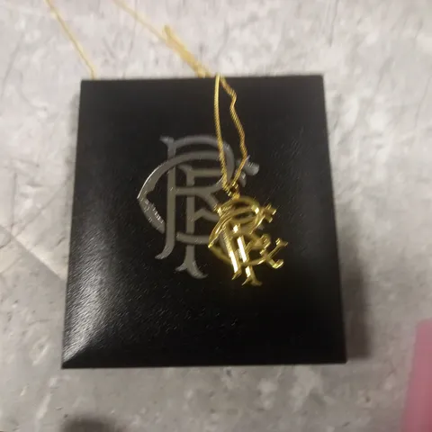 RANGERS FC 18CT GOLD PLATED CREST PENDANT AND CHAIN