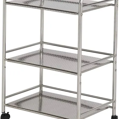 BOXED KITCHEN TROLLEY, 35 X 50 X 75cm, 3-TIER STAINLESS STEEL UTILITY CART, KITCHEN ISLAND TROLLEY WITH LOCKABLE WHEELS
