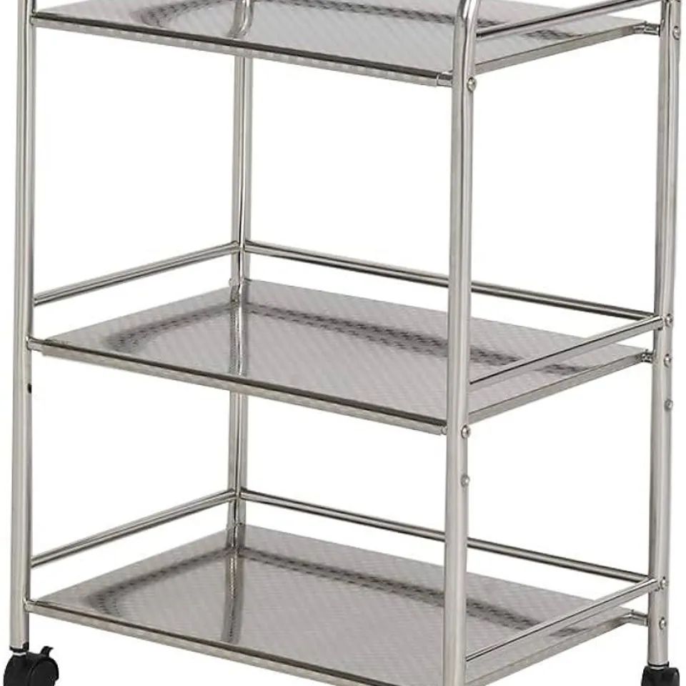 BOXED KITCHEN TROLLEY, 35 X 50 X 75cm, 3-TIER STAINLESS STEEL UTILITY CART, KITCHEN ISLAND TROLLEY WITH LOCKABLE WHEELS