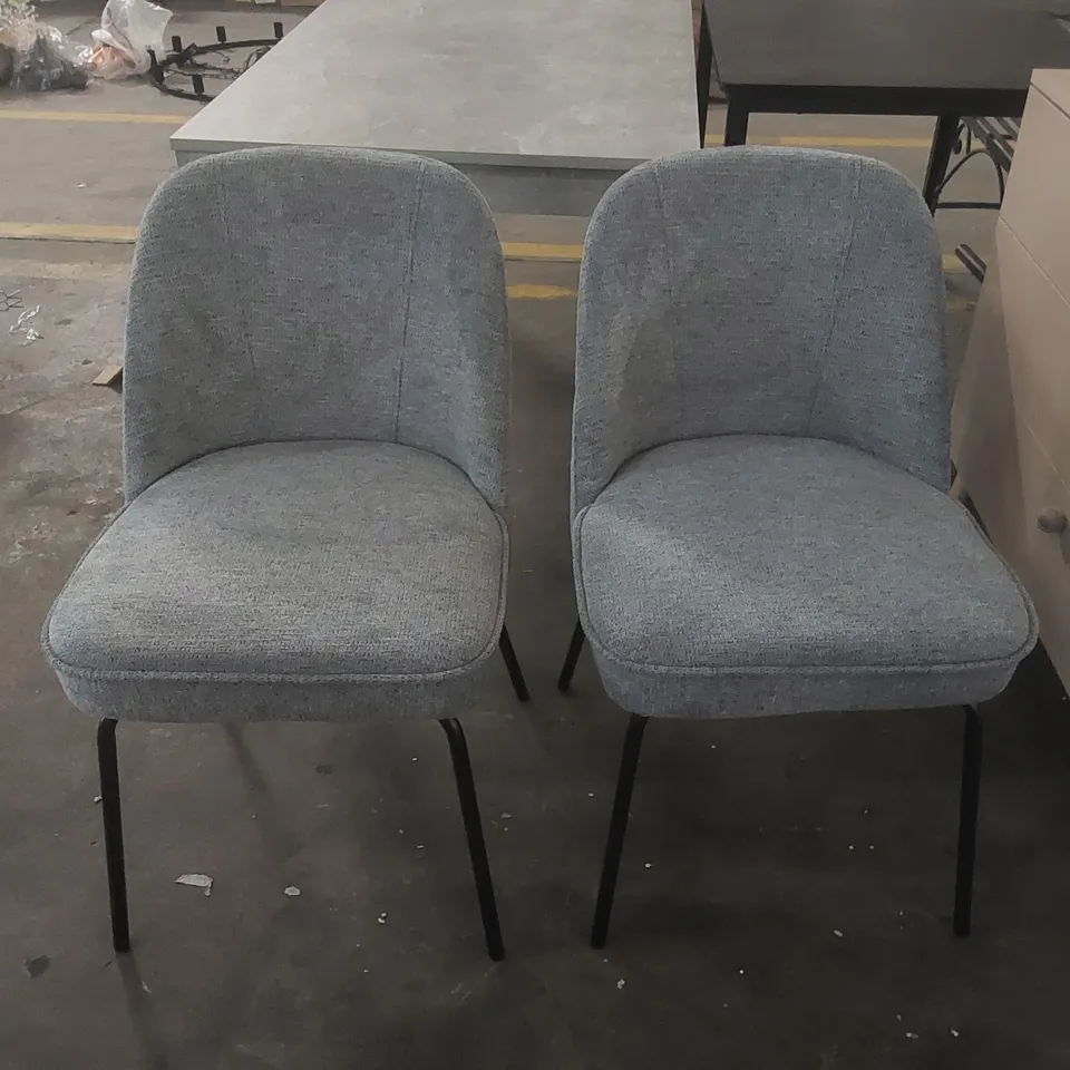 PAIR OF PHILLIPE MODERN FABRIC UPHOLSTERED DINING CHAIRS WITH SPRING